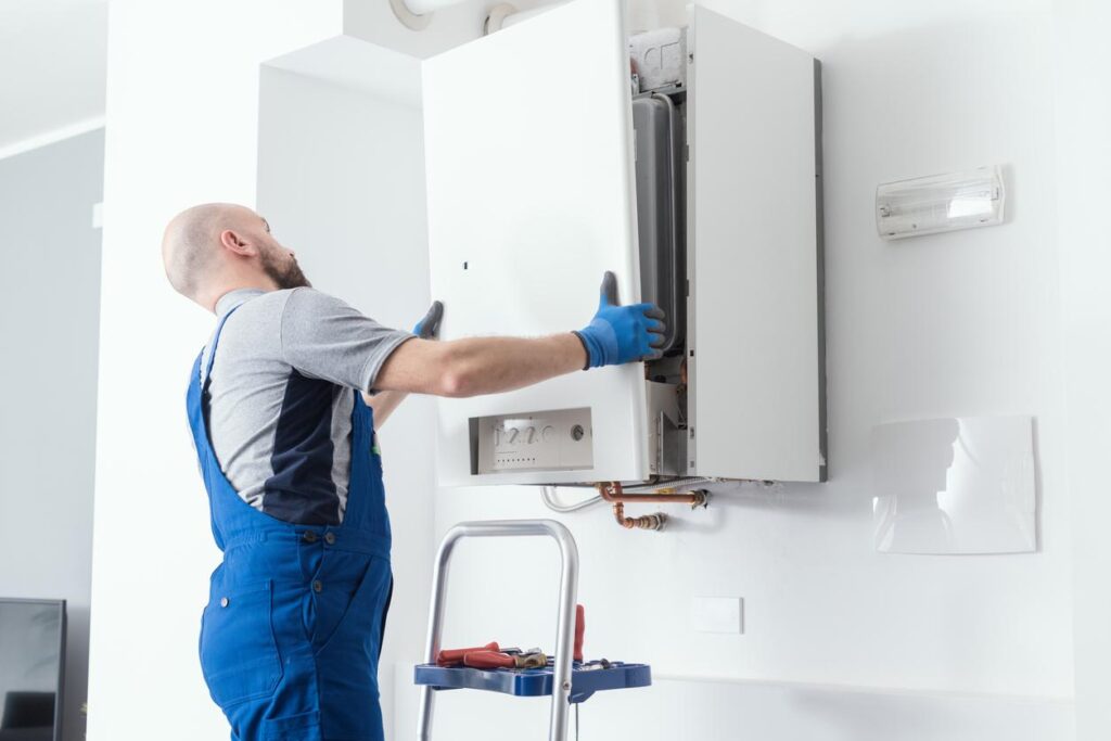 Professional boiler service at home.